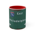 Interstate 76 Philadelphia Road Sign Mug — 11oz Accent Coffee Cup